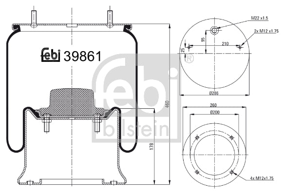Burduf, suspensie pneumatica 39861 FEBI BILSTEIN