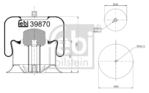 Burduf, suspensie pneumatica 39870 FEBI BILSTEIN