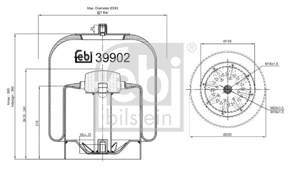 Burduf, suspensie pneumatica 39902 FEBI BILSTEIN