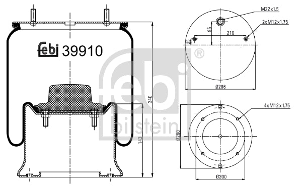 Burduf, suspensie pneumatica 39910 FEBI BILSTEIN