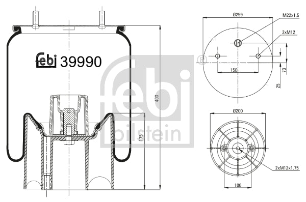 Burduf suspensie pneumatica FEBI BILSTEIN 39990