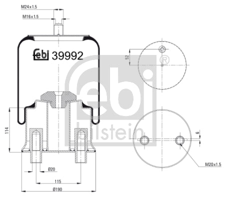 Burduf, suspensie pneumatica 39992 FEBI BILSTEIN