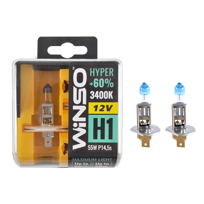 Bec Halogen Winso Hyper +60% H1 - 12V, 55W P14.5s ● 3400K ●  Set 2 buc - 12-745-891