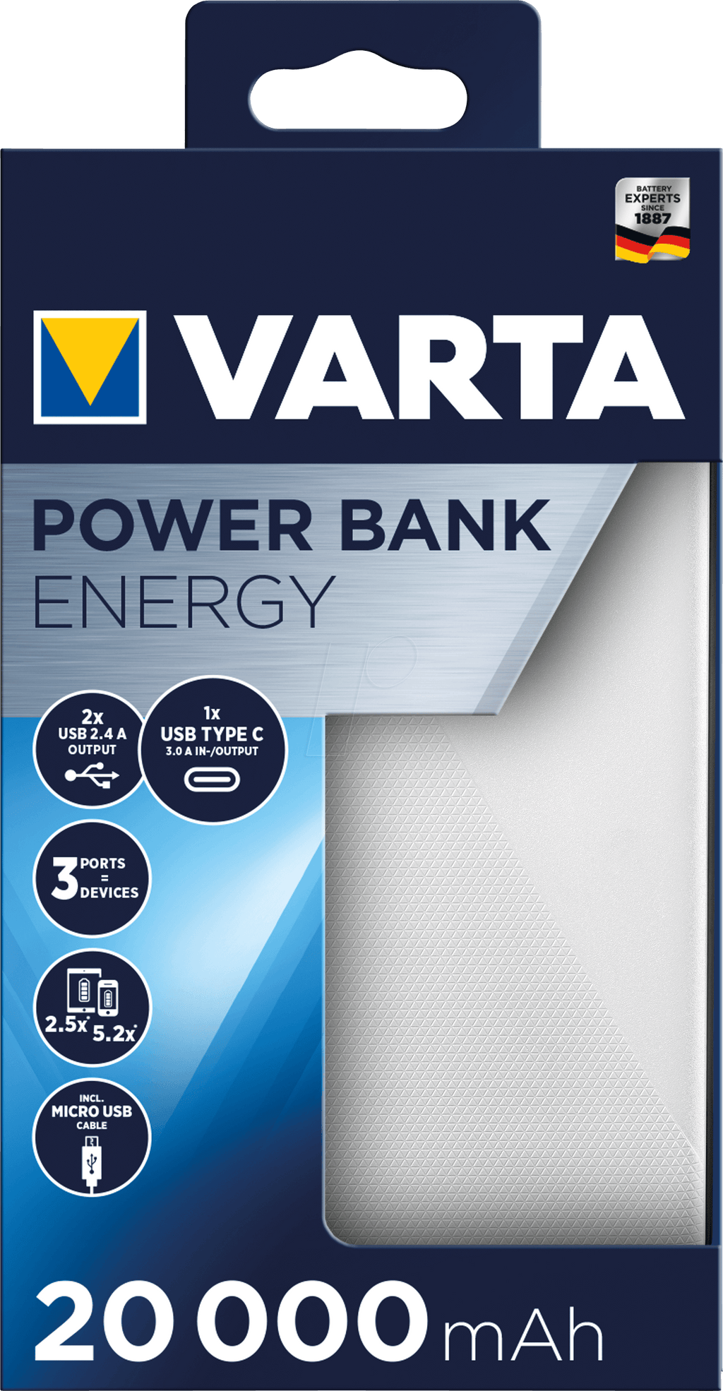 Acumulator portabil Varta Power Bank Energy 20000 mAh 57978 - 57978101111