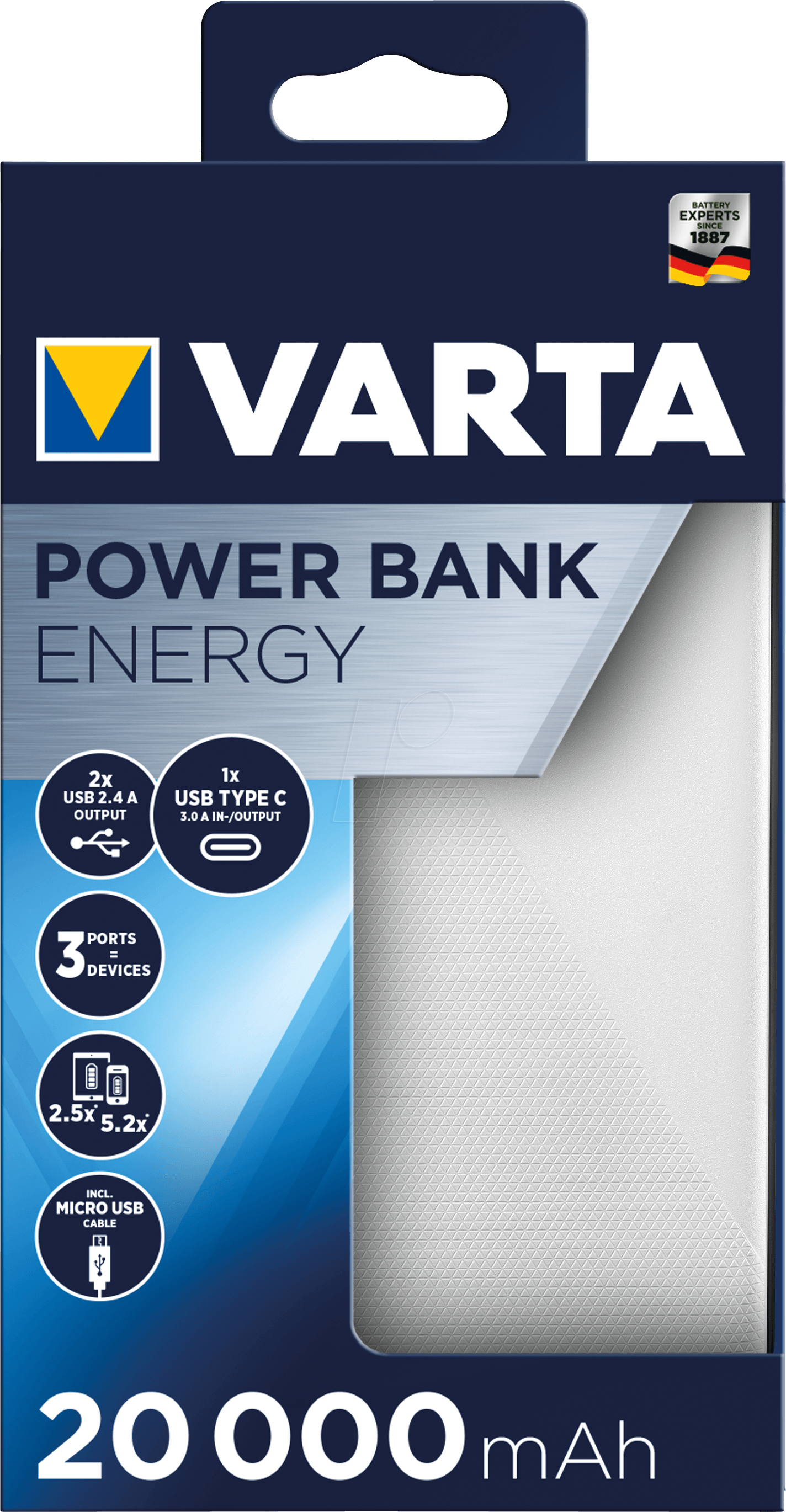 Acumulator portabil Varta Power Bank Energy 20000 mAh 57978 - 57978101111