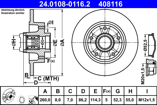 Disc frana 24.0108-0116.2 ATE