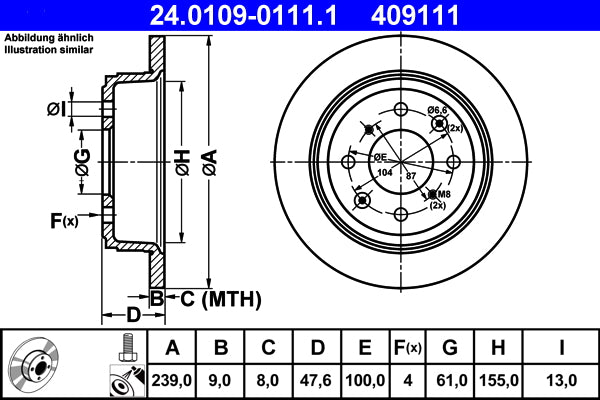 Disc frana 24.0109-0111.1 ATE
