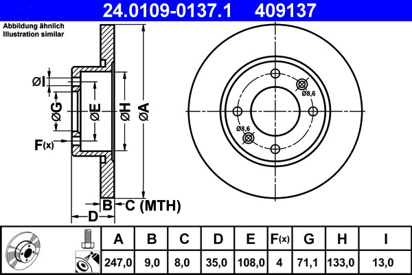Disc frana 24.0109-0137.1 ATE
