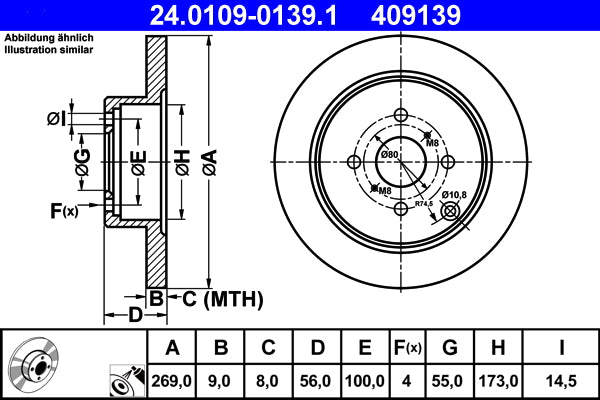 Disc frana 24.0109-0139.1 ATE