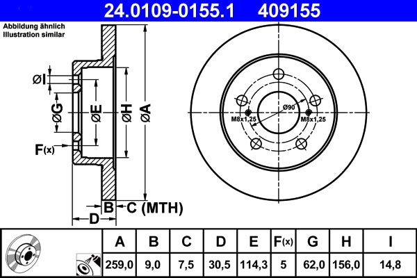Disc frana 24.0109-0155.1 ATE