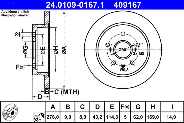 Disc frana 24.0109-0167.1 ATE
