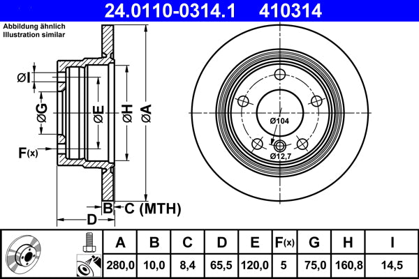 Disc frana 24.0110-0314.1 ATE