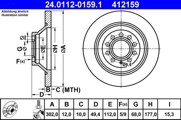 Disc frana 24.0112-0159.1 ATE