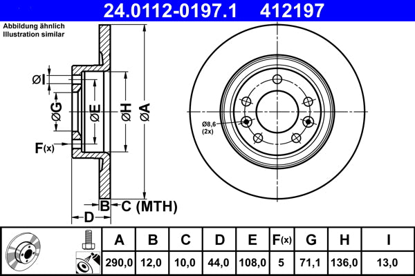 Disc frana 24.0112-0197.1 ATE