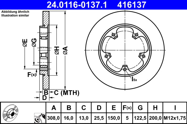 Disc frana 24.0116-0137.1 ATE