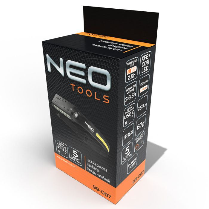 Lanterna de cap cu banda led inclusa 2 in 1 Neo Tools - 99097