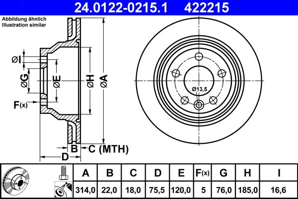 Disc frana ATE 24.0122-0215.1