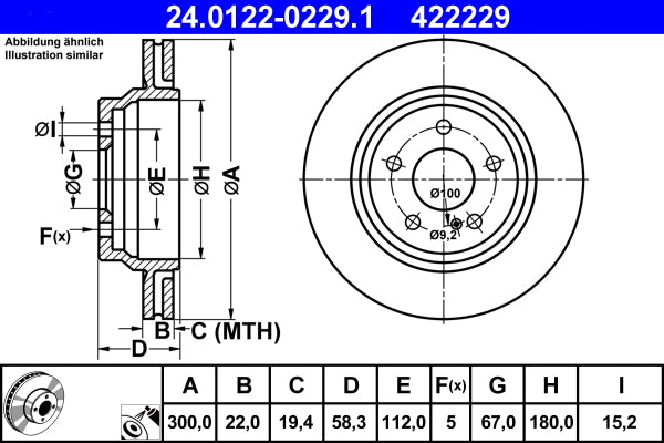Disc frana 24.0122-0229.1 ATE