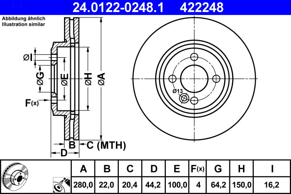 Disc frana 24.0122-0248.1 ATE