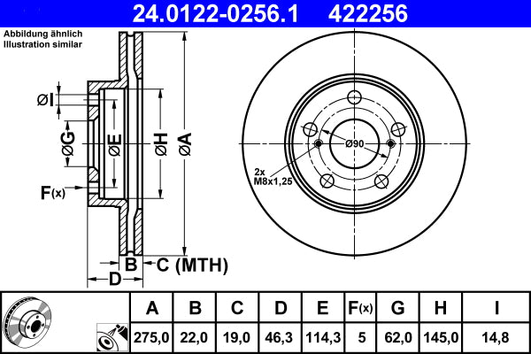 Disc frana 24.0122-0256.1 ATE