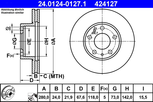 Disc frana 24.0124-0127.1 ATE