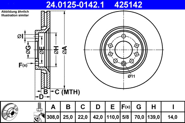 Disc frana 24.0125-0142.1 ATE
