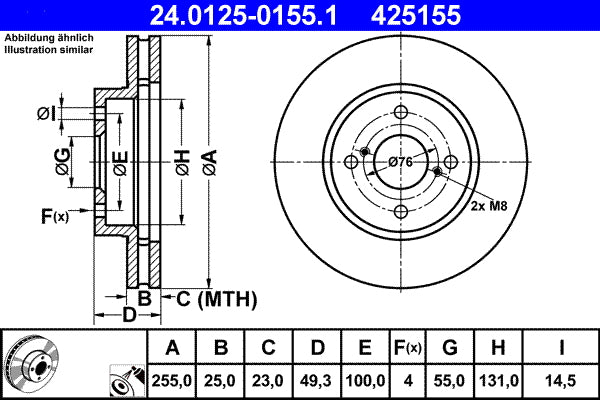 Disc frana 24.0125-0155.1 ATE