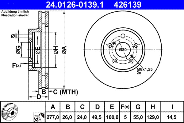 Disc frana 24.0126-0139.1 ATE