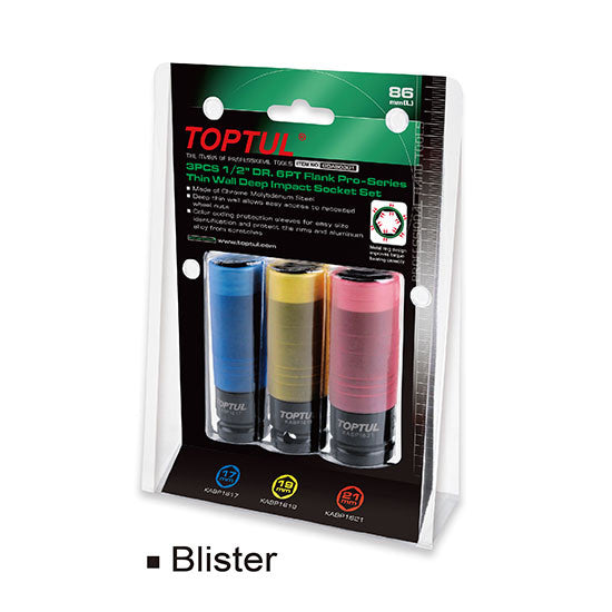 Set 3 tubulare impact cu protectie pentru jenti 17,19,21 mm Toptul - GDAS0301
