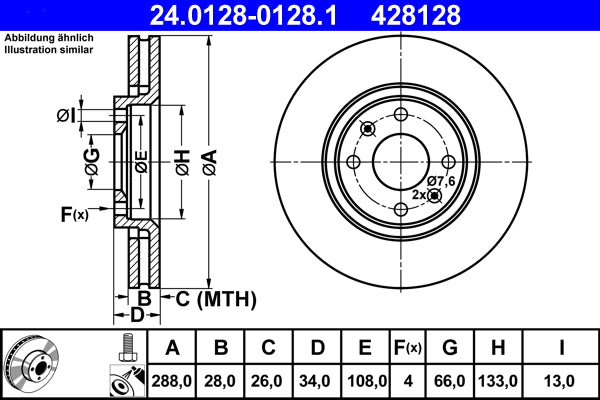 Disc frana 24.0128-0128.1 ATE