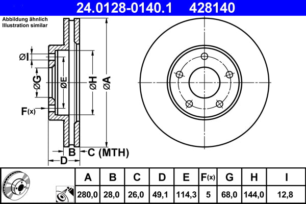 Disc frana 24.0128-0140.1 ATE