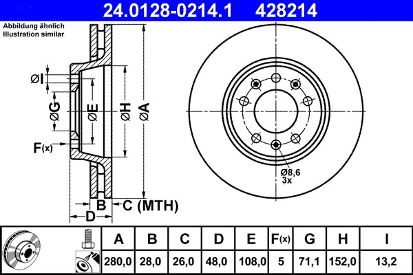Disc frana 24.0128-0214.1 ATE