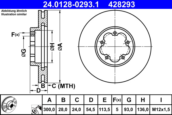 Disc frana 24.0128-0293.1 ATE