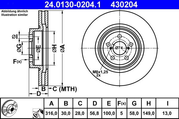 Disc frana 24.0130-0204.1 ATE