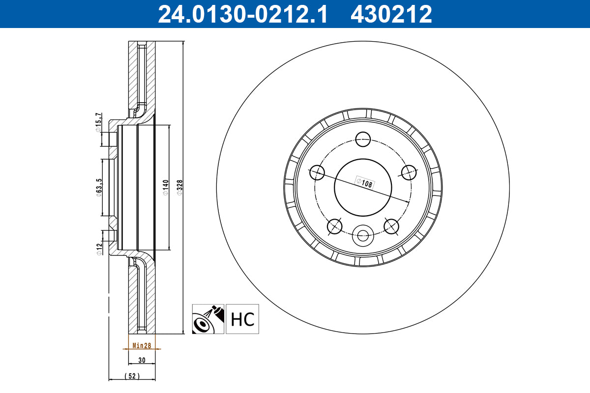 Disc frana 24.0130-0212.1 ATE
