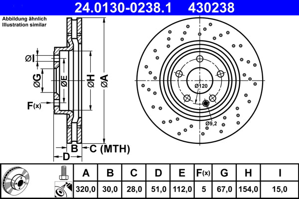 Disc frana 24.0130-0238.1 ATE