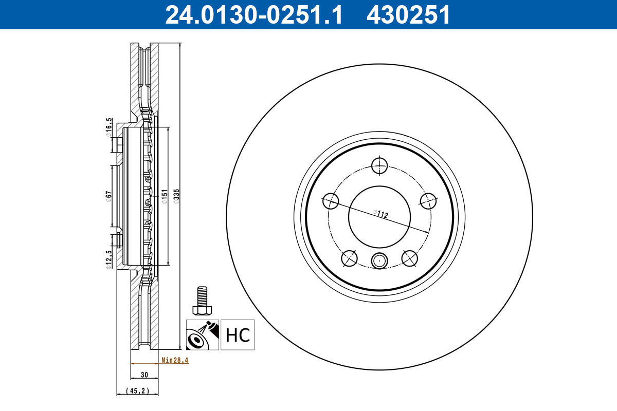 Disc frana 24.0130-0251.1 ATE