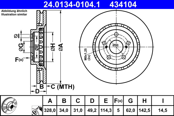 Disc frana 24.0134-0104.1 ATE