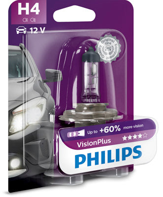 Bec Halogen Philips H4 VisionPlus 12V 60/55W P43t-38 - Set 2 Buc - 13003086