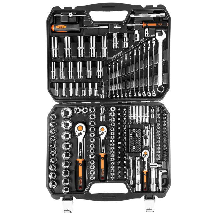 Set de chei cu clichet 1/4", 3/8", 1/2", multifuncționale, 219 de piese Neo Tools - 10076