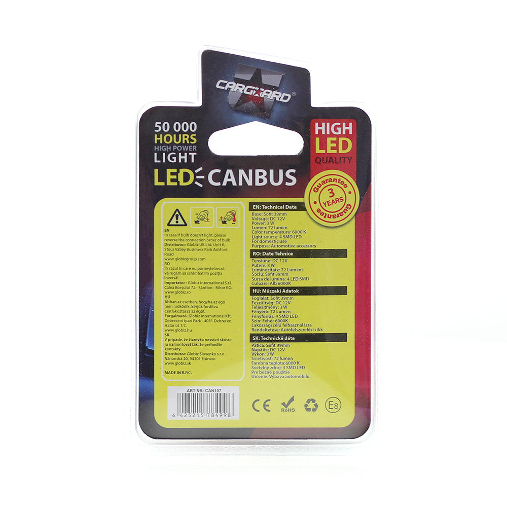 Bec MTR C5W 12V 3W Set 2 buc Carguard - CAN107
