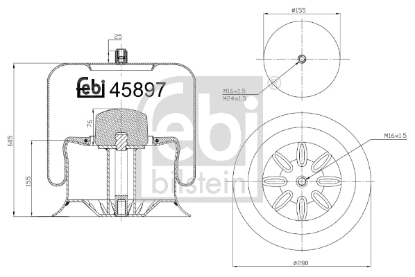 Burduf, suspensie pneumatica 45897 FEBI BILSTEIN