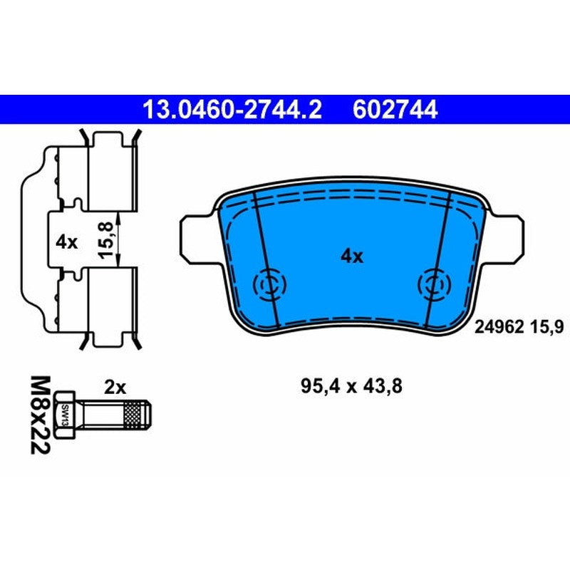 set placute frana,frana disc 13.0460-2744.2 ATE