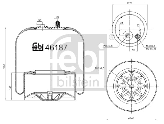 Burduf, suspensie pneumatica 46187 FEBI BILSTEIN