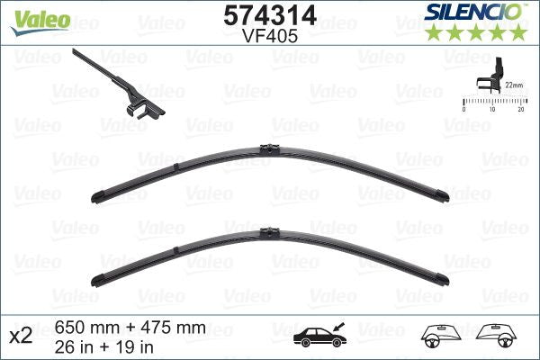Set lamela stergator Valeo Silencio FlatBlade OE 650/475 mm - 10-142-096