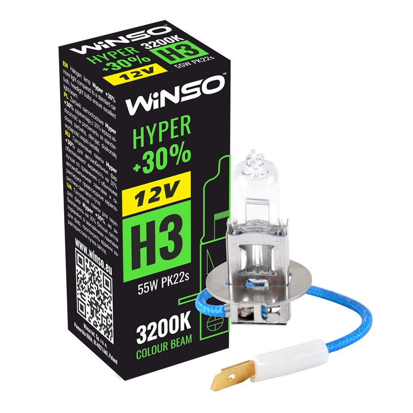Bec Halogen Winso Hyper +30% H3 - 12V, 55W PK22s ● 3200K - 12-745-896