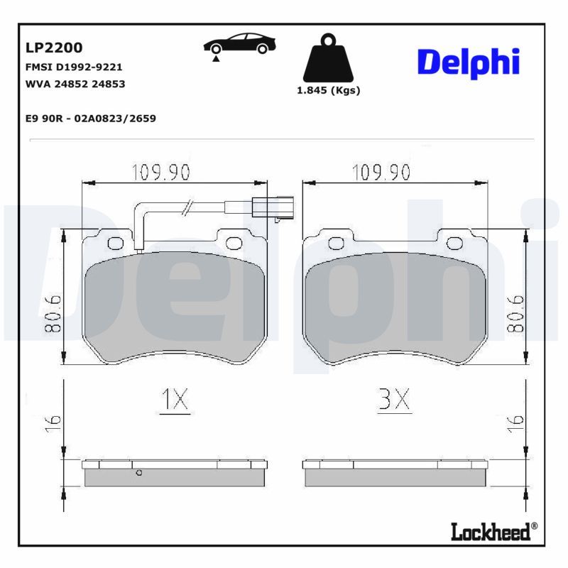 Set placute frana DELPHI LP2200