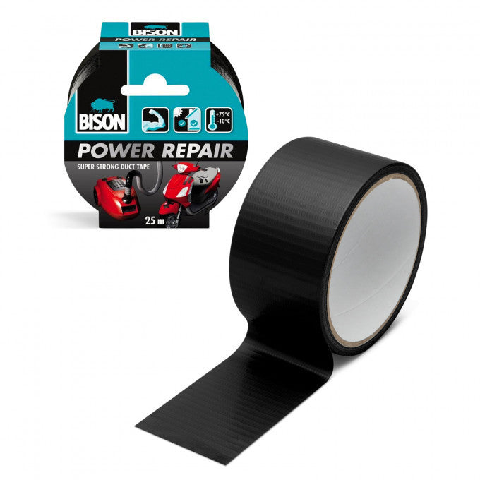 Bandă adezivă întărită cu material BISON Power Repair - neagră - 10 m Carguard - B12513