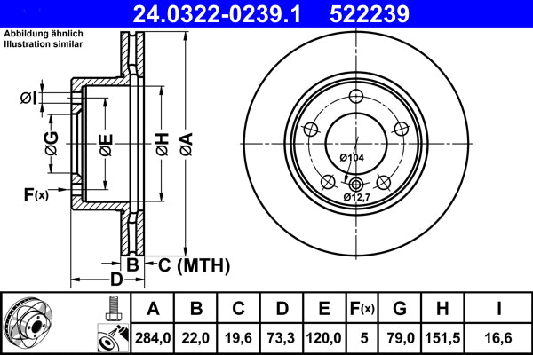 Disc frana 24.0322-0239.1 ATE