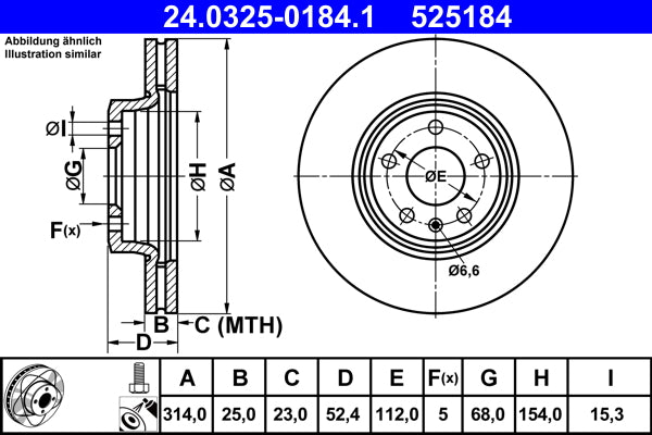 Disc frana 24.0325-0184.1 ATE
